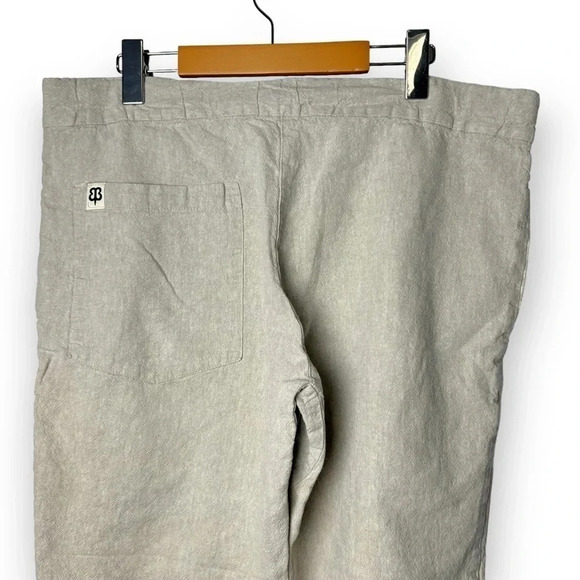 Betabrand Tan Linen Drawstring Loose Fit Ankle Pants - Picture 4 of 8